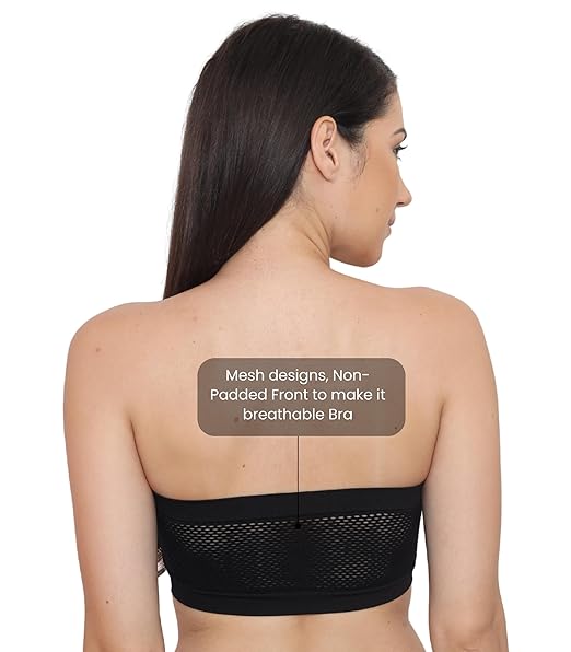 GLAMORAS Women’s Non-Padded Tube Bra – Soft Nylon Spandex, Strapless Comfort Fit